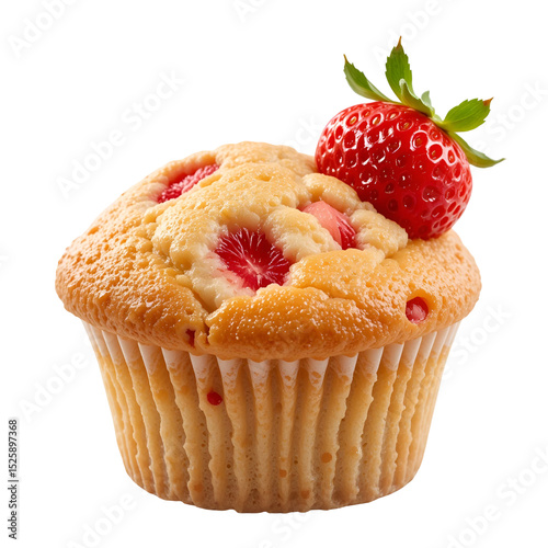 strawberry muffin isolated on transparent png