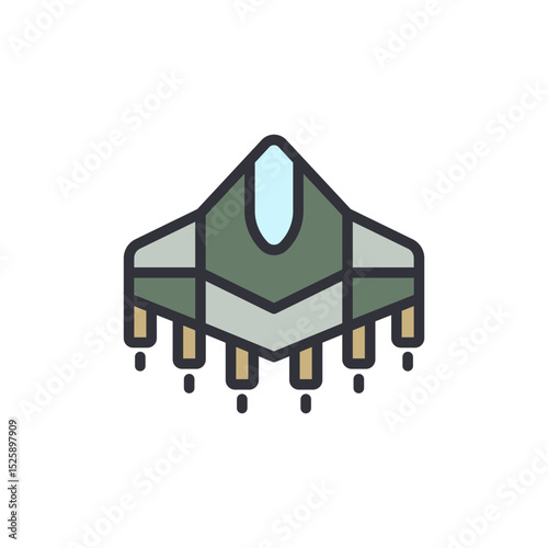 Stylized Aircraft Icon With Clean Lines In Subtle Green Tones