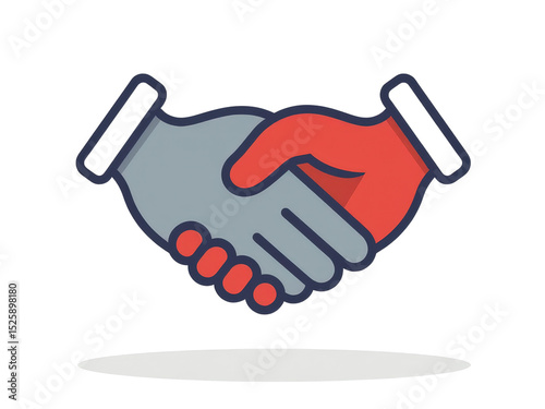 a simple flat 2d icon representing 'a broken promise', with two shaking hands that are coming apart or breaking in the middle, minimalist design, solid gray and red colors, clean sharp lines