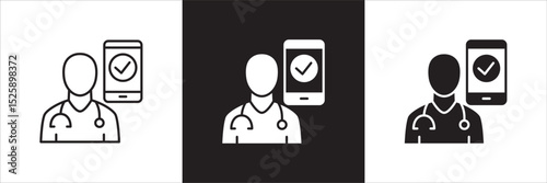 Doctor icon. Doctor consultation digital apps icon. Healthcare contact symbol. Icon symbol compatible for health service, hospital, clinic and medical. Vector illustration.