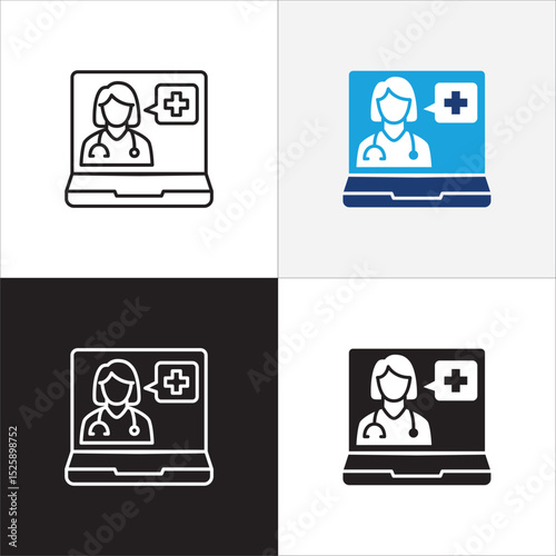 Doctor icon. Healthcare contact symbol. Doctor consultation digital apps icon. Icon symbol compatible for health service, hospital, clinic and medical. Vector illustration.