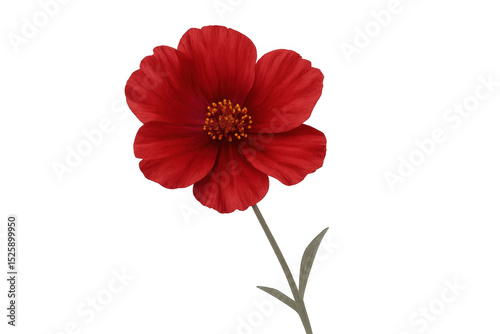 Blooming red cosmos flower against a transparent background, enhancing creative projects with vibrant color and natural beauty
