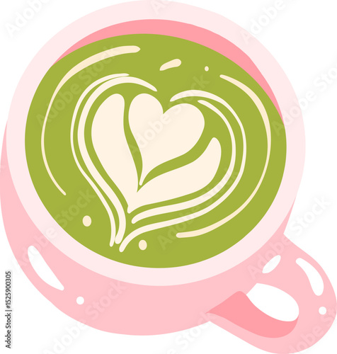 Matcha Latte with Heart Latte Art


