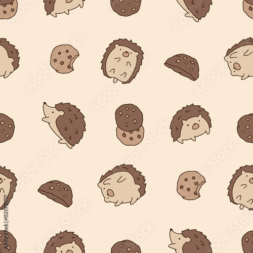 Hedgehog Animal Cookies Pattern Vector Illustration Seamless for Background Wallpaper Packaging
