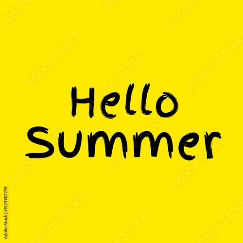 Cartoon illustration, colorful Hello Summer writing comic for poster, banner, sticker, social media.