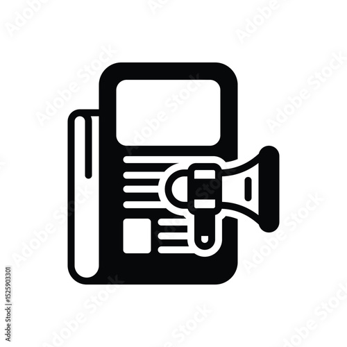 Black solid icon for press