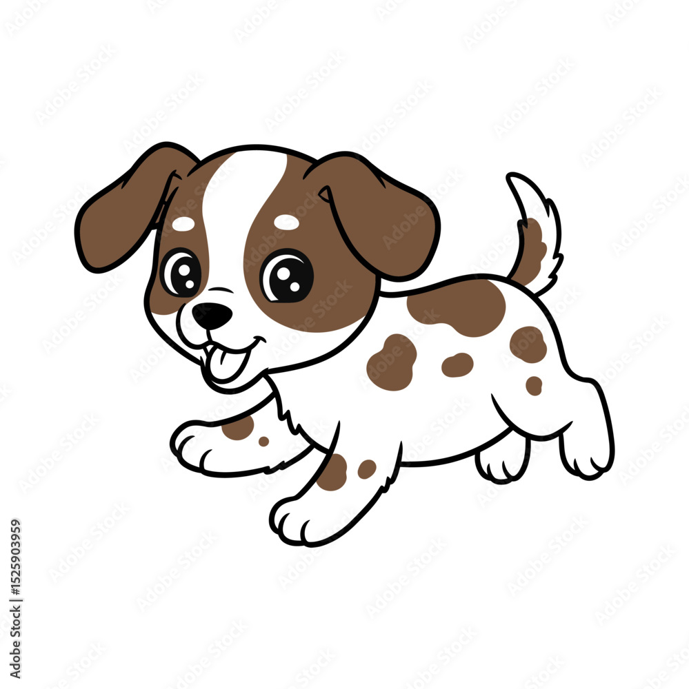 Fototapeta premium Adorable Brown and White Dog Character
