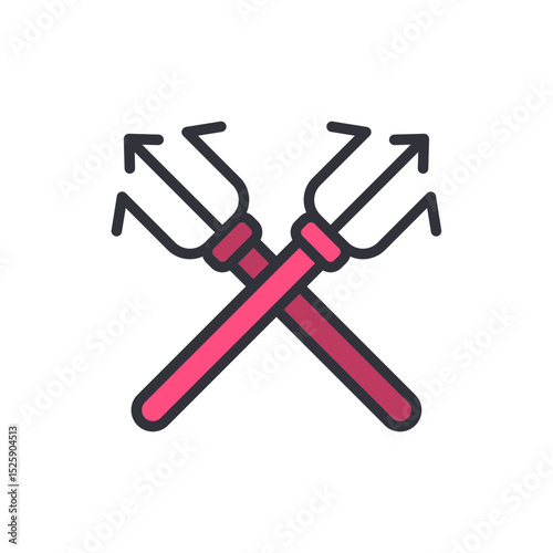 Crimson Trident Crossed Emblem Representing Power And Mythical Realms