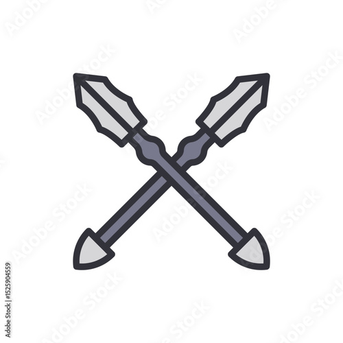 Stylized Crossed Spears For Decoration Or Symbolism On Transparent