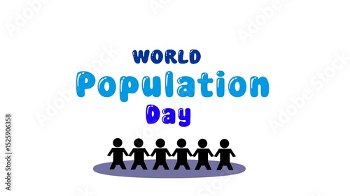 Illustration of the text of World Population Day which is celebrated on July 11. Posters, banners, stickers, social media.