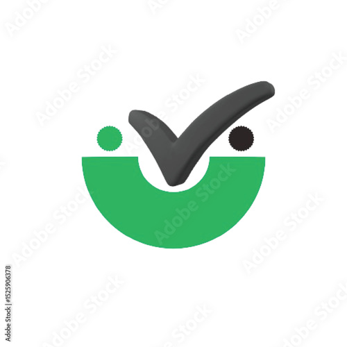 Green check mark symbol for success, correct choice, and approved agreement