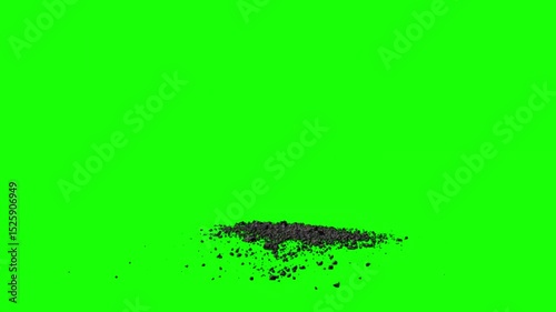 Ground collapse animation on green screen with smoke. Concrete ground collapse VFX animation with green screen background. 3d rendering animation. Green Screen road cracks, floor cracks animation. 4K	