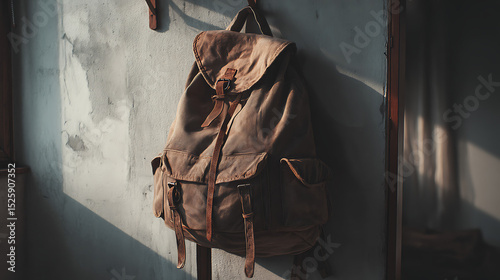 Wallpaper Mural Old backpack hanging on a wall in soft light. Torontodigital.ca