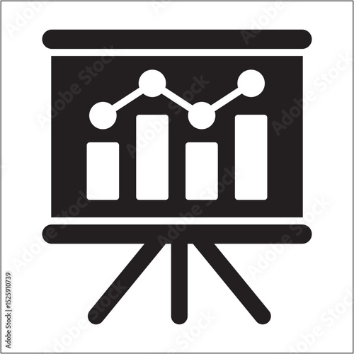 Chart board icon. Market statistic business icon. Icon symbol compatible for sales chart, graph, market, profit, trade presentation, trading. Vector illustration.