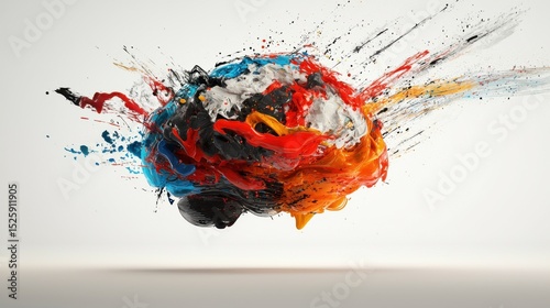 Dynamic Explosion of Bright Paint Strokes in Vivid Colors and Forms