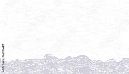 Swirly Blowing Wind and Cloud Brocade Seamless Pattern