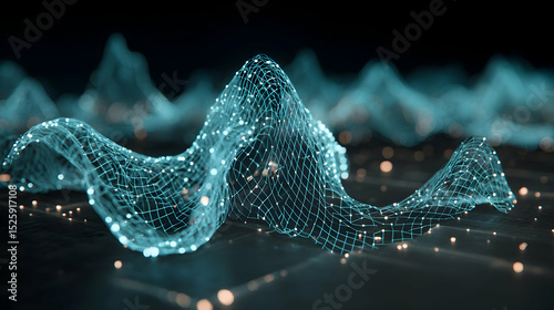 Abstract image depicting a glowing teal data wave, suggesting digital connectivity technological advancement.
