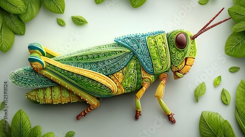 Intricate Paper Grasshopper Art
