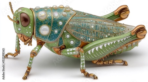 Exquisite Green Grasshopper Figurine: A Masterpiece of Art