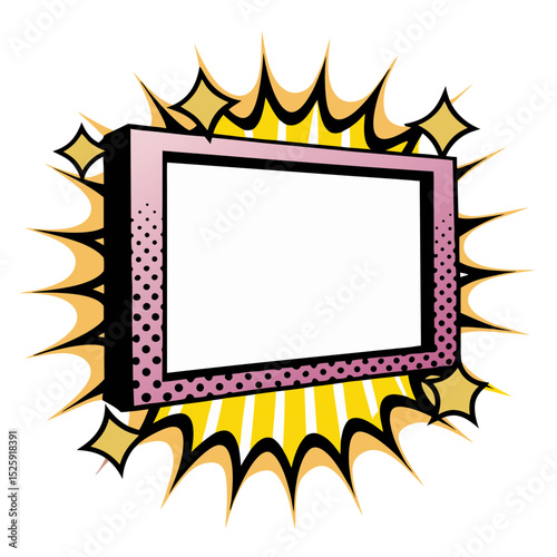 Isolated vector image in pop art comic style with blank space, transparent background