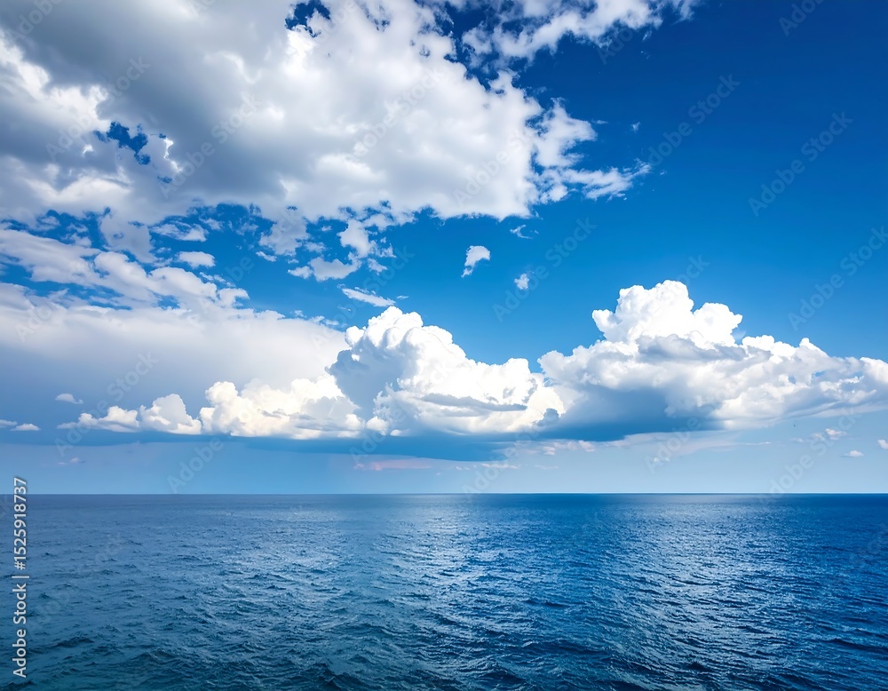 Fototapeta premium Vast blue ocean and white clouds
