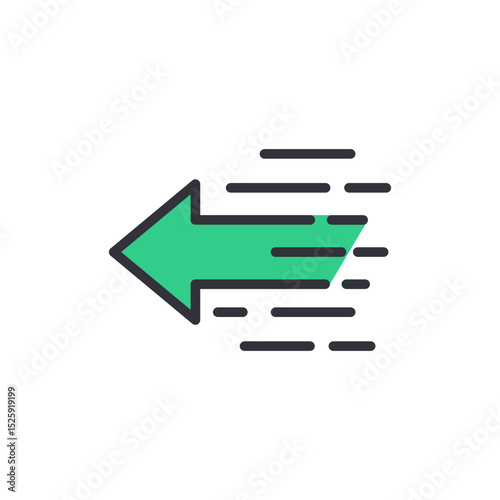 Moving Left Arrow Icon With Motion Lines Indicate Direction Indicator
