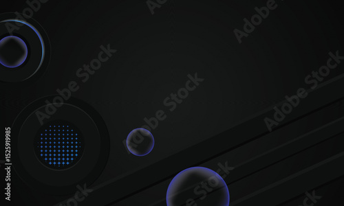 Black template wallpaper background with gradient blue shining light effect graphic