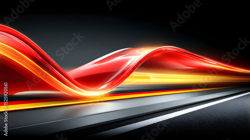Abstract image a red wave moving high speed over a road German flag colors, conveying dynamism energy.