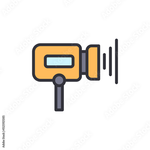Stylized Icon Of A Film Camera With A Retro Aesthetic Design