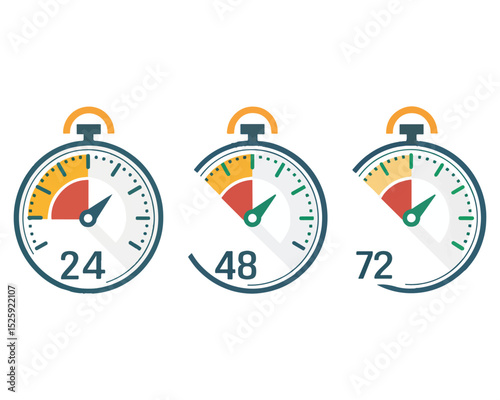 24 48 and 72 hours clock arrow vector work time Time Tracking and Management Infographic