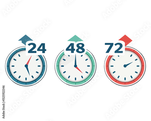24 48 and 72 hours clock arrow vector work time Time Tracking and Management Infographic