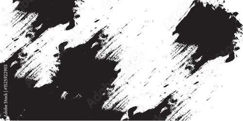 Black and white abstract background with brushstroke and halftone style. Grunge Paint stripe . Vector brush Stroke .