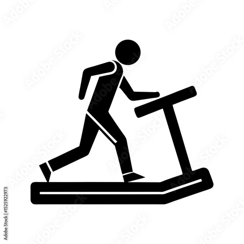Silhouette of man running on treadmill vector illustration isolated on a transparent background