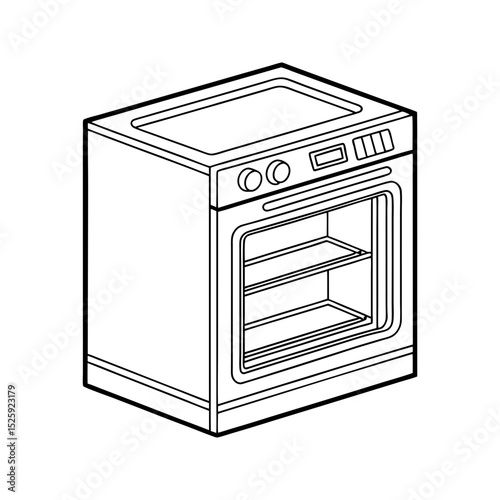 Line art of oven kitchen appliance vector illustration isolated on a transparent background