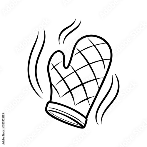 Line art of oven mitt vector illustration isolated on a transparent background