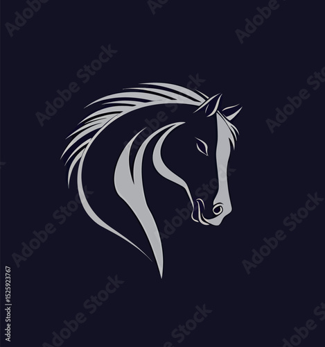 Elegant silhouette of a horse's head on a dark background.
