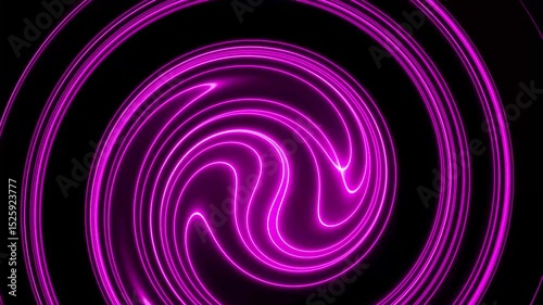 Neon liquid spinning animation on black background, futuristic glowing swirl effect, abstract fluid motion loop for tech, music visuals, digital art
