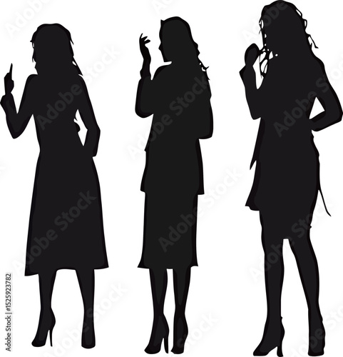 Silhouettes of three elegant women in stylish poses.