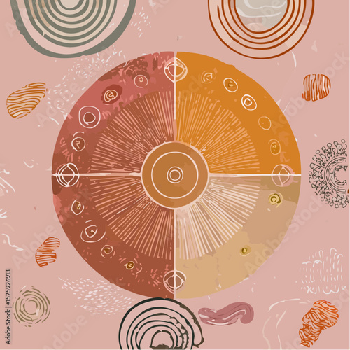 A minimal vector of a radar chart with radiating axes and colorful data webs on a clean background.