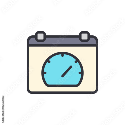 Colorful Calendar Icon With Time Displaying Effective Schedule Management