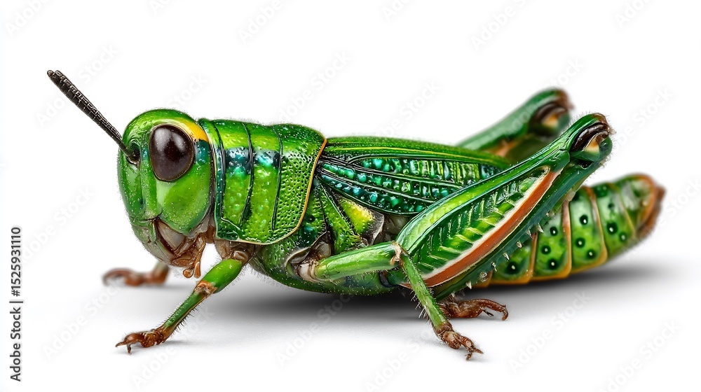 Fototapeta premium Vibrant Green Grasshopper Close-Up