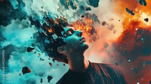 Surreal Man  Mind Explosion  Abstract Art  Digital Painting