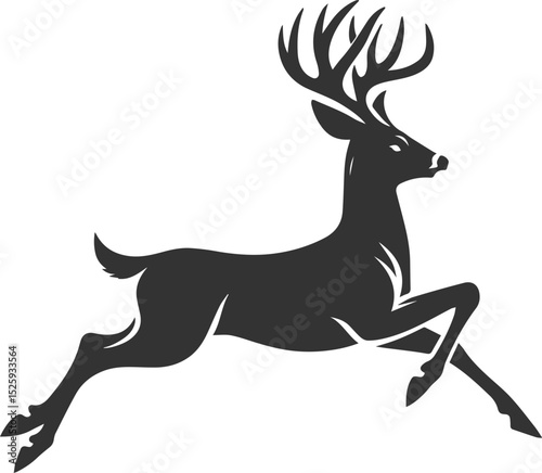 Black roe deer wild animal vector drawing silhouette