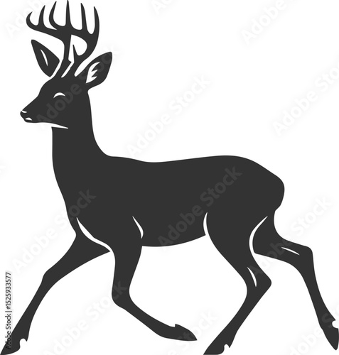 Black roe deer wild animal vector drawing silhouette