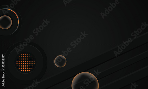 Black template wallpaper background with gradient orange shining light effect graphic
