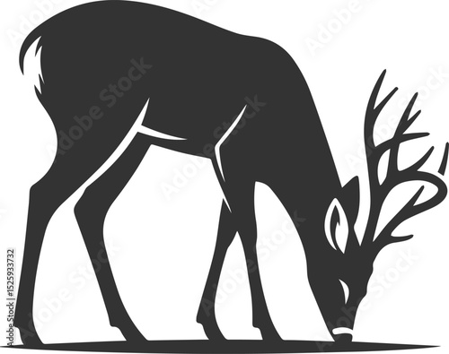 Black roe deer wild animal vector drawing silhouette