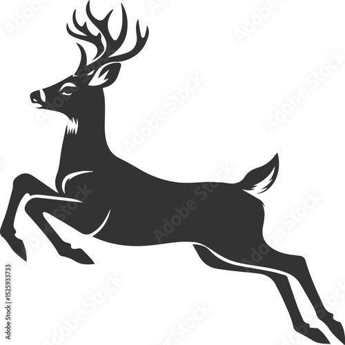 Black roe deer wild animal vector drawing silhouette