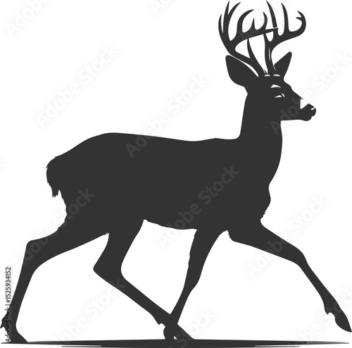Black roe deer wild animal vector drawing silhouette