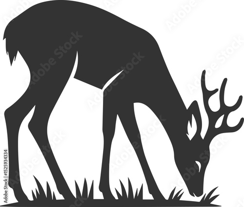 Black roe deer wild animal vector drawing silhouette