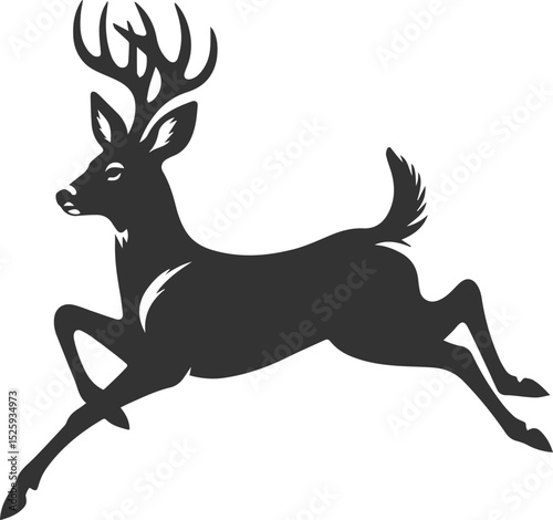 Black roe deer wild animal vector drawing silhouette